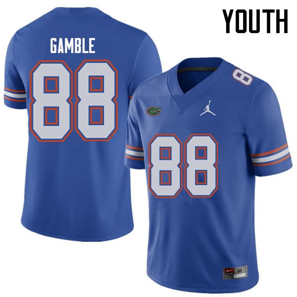 Youth NCAA Florida Gators Kemore Gamble #88 Stitched Authentic Jordan Brand Royal College Football Jersey UCB3065MA